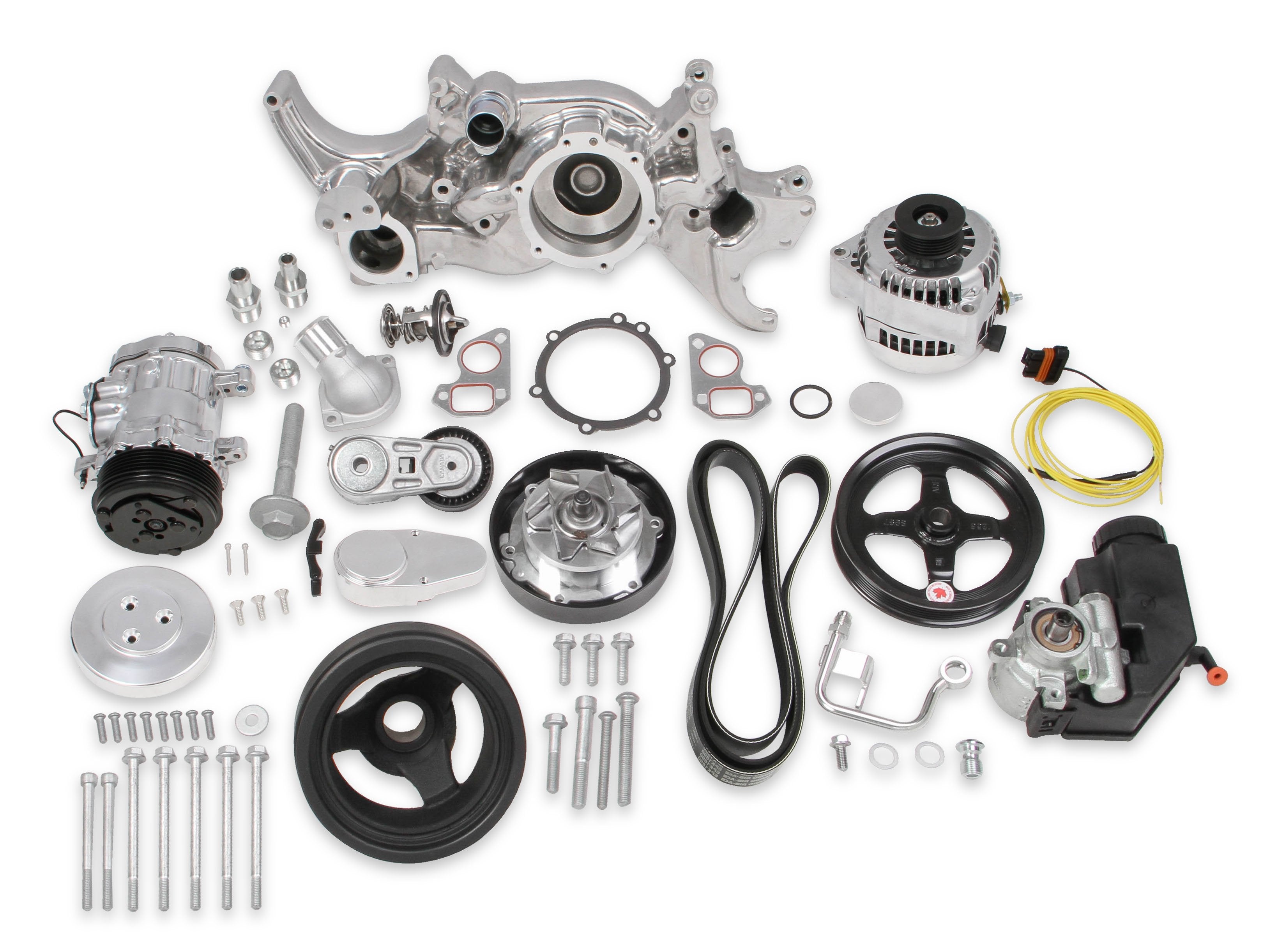 Holley Polished Mid-Mount Complete Accessory System - Photo - Primary Left