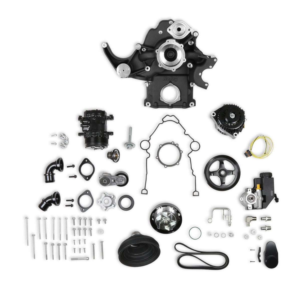 Holley Black Mid-Mount Complete Accessory System - Photo - Primary Front