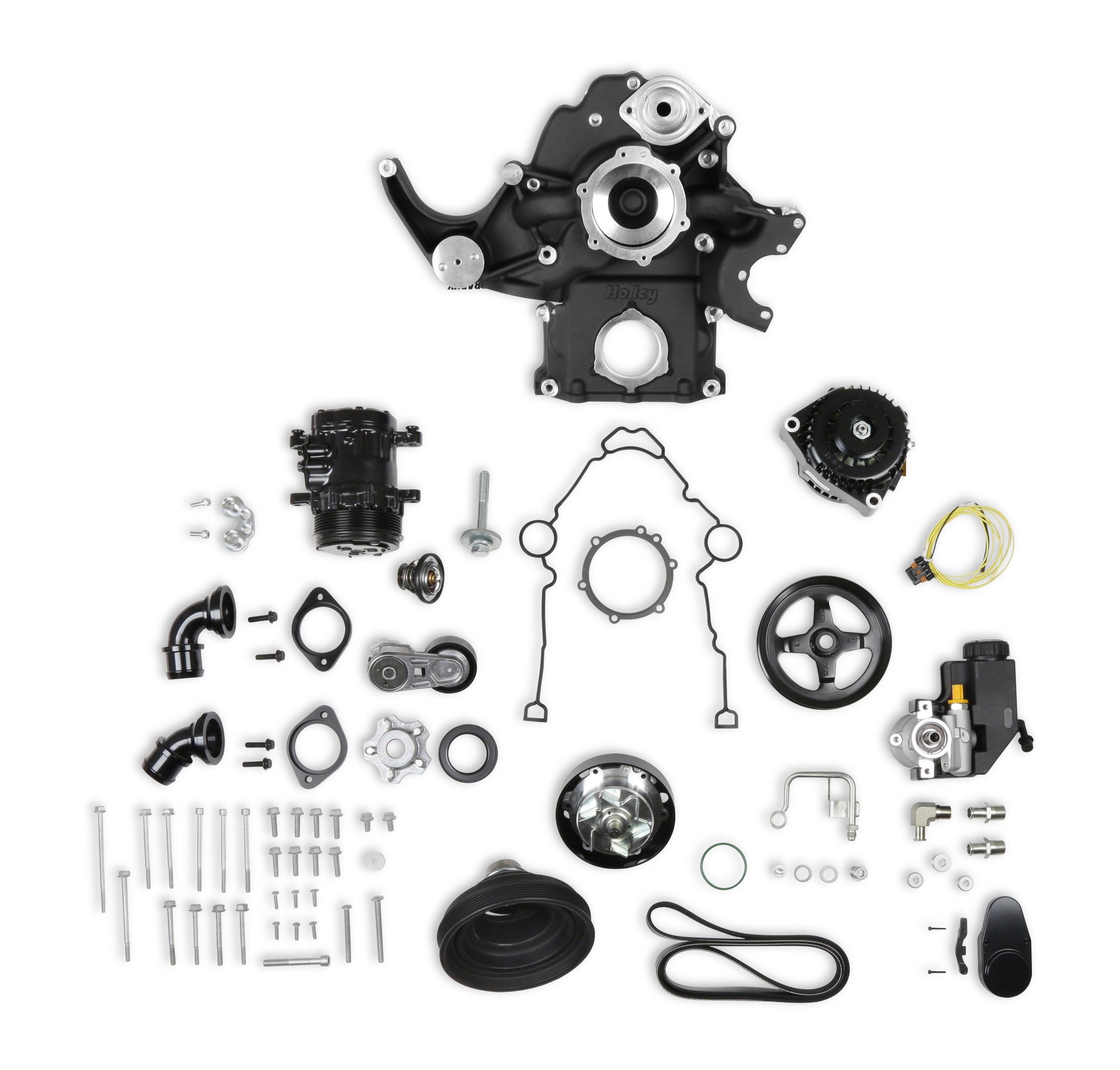 Holley Black Mid-Mount Complete Accessory System - Photo - Primary Front