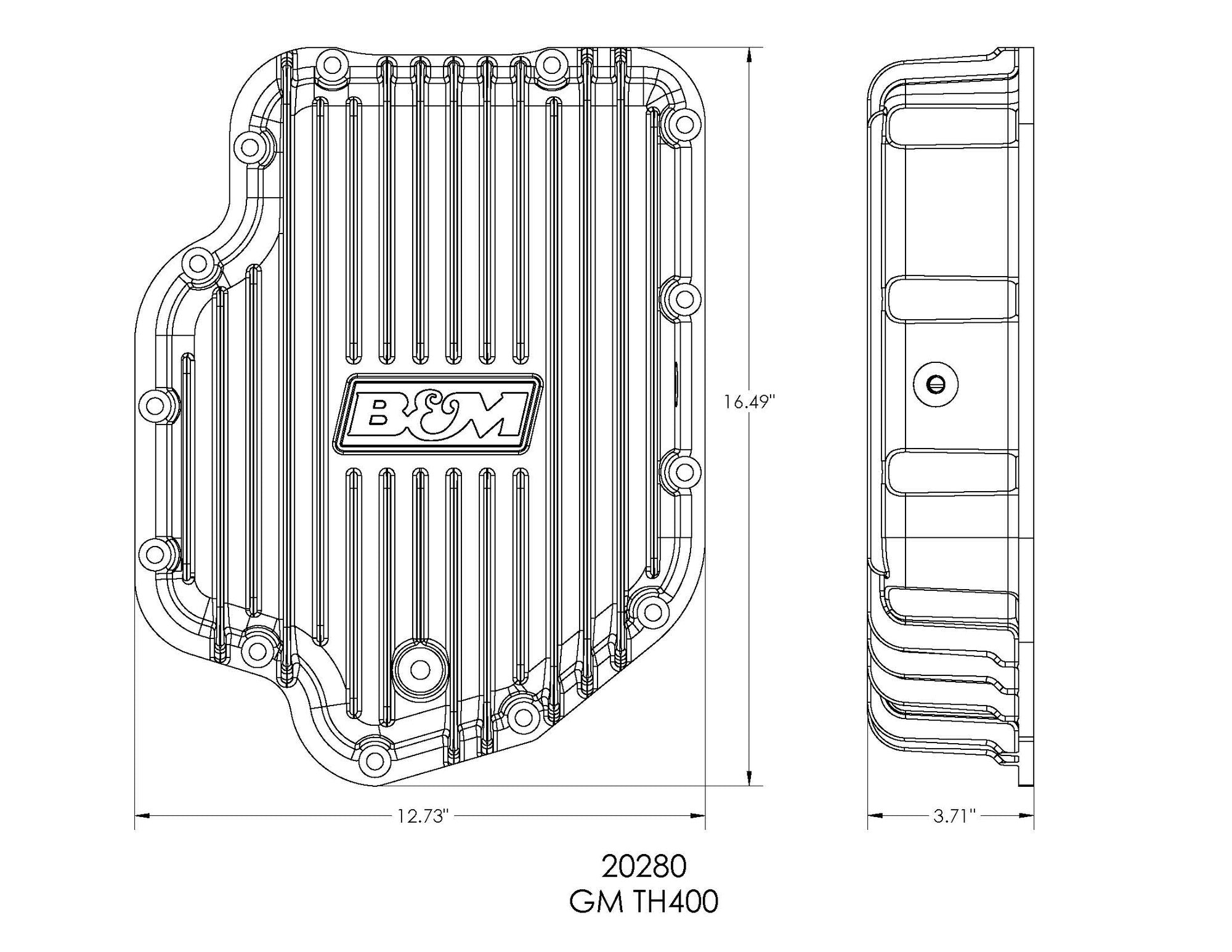 B&M Hi-Tek Deep Transmission Pan -  Aluminum - Photo - out of package Left