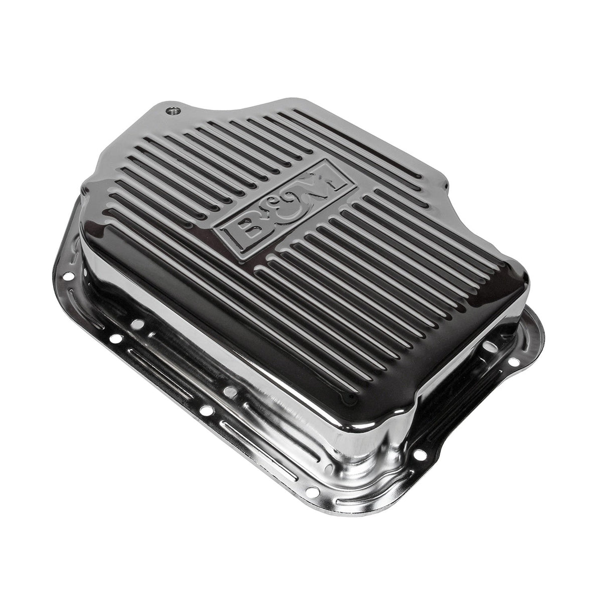 B&M Hi-Tek Deep Transmission Pan - Chrome - Photo - out of package Left
