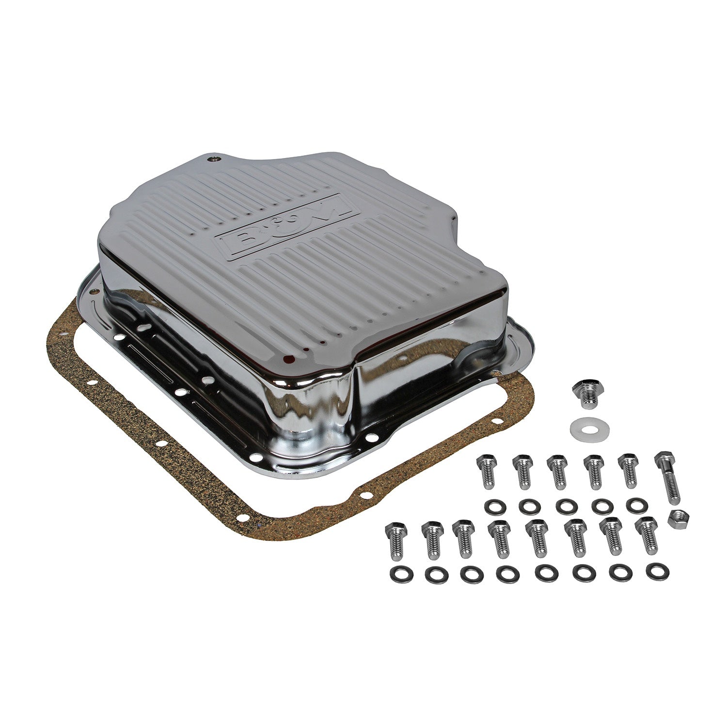 B&M Hi-Tek Deep Transmission Pan - Chrome - Photo - out of package Front