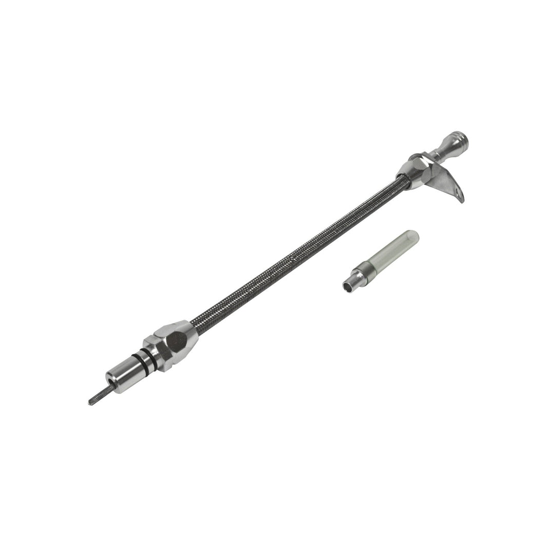 B&M Auto Transmission Dipstick & Tube - Billet Aluminum/Stainless Steel Braided - Photo - Primary Back