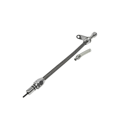 B&M Auto Transmission Dipstick & Tube - Billet Aluminum/Stainless Steel Braided - Photo - out of package Back