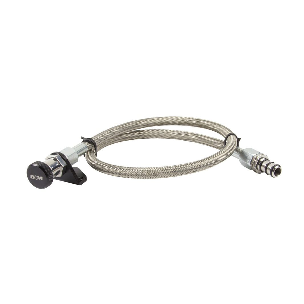 B&M Locking Auto Trans Dipstick & Tube - Billet Aluminum/Stainless Steel Braided - Photo - Primary Front