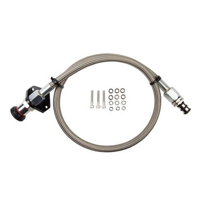 B&M Locking Auto Trans Dipstick & Tube - Billet Aluminum/Stainless Steel Braided - Photo - out of package Right
