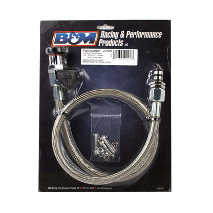 B&M Locking Auto Trans Dipstick & Tube - Billet Aluminum/Stainless Steel Braided - Photo - out of package Left