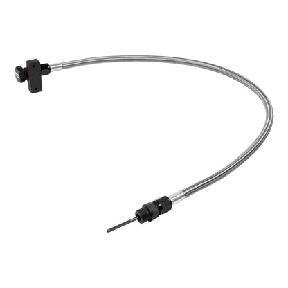 B&M Locking Auto Trans Dipstick & Tube - Billet Aluminum/Stainless Steel Braided - Photo - out of package Left