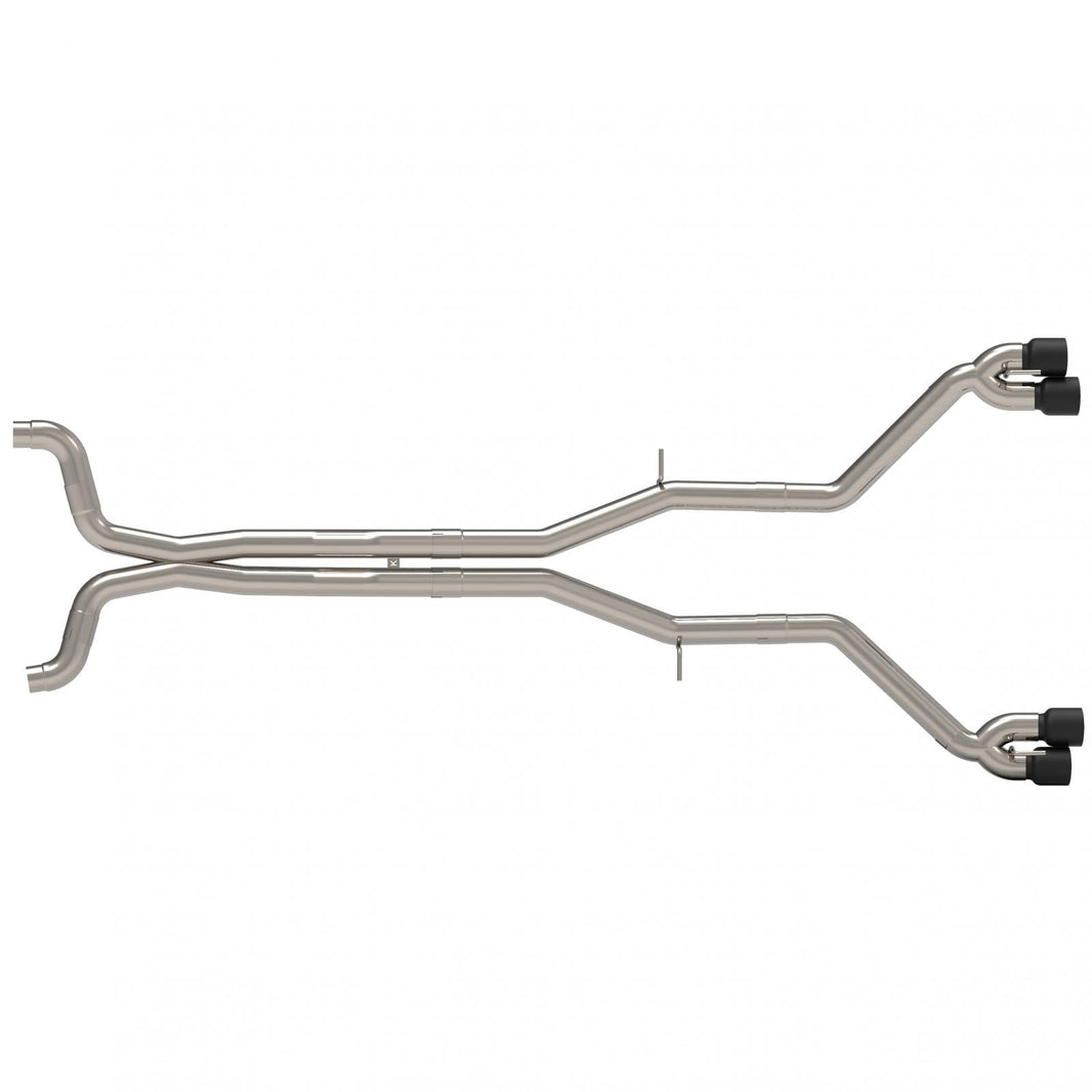 3" Connection-Back Muffler Del. Exhaust - 3" Connection Back Muffler Delete Exhaust System w/ Black Quad Tips