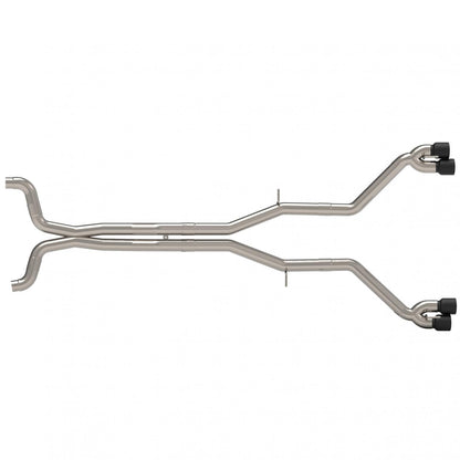 3" Connection-Back Muffler Del. Exhaust - 3" Connection Back Muffler Delete Exhaust System w/ Black Quad Tips