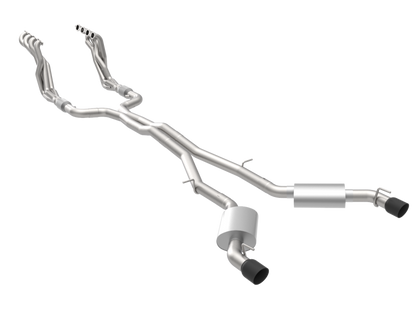 Stainless Header and Full Exhaust Kit. - 1-7/8" Headers & Catted Exhaust Kit w/Black Dual Tips. 2016-2024 Camaro SS.