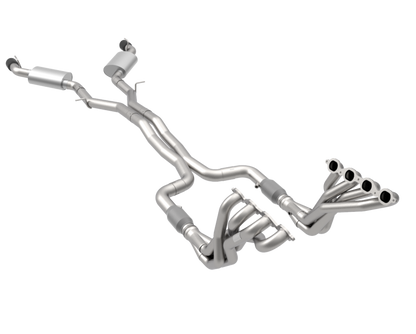 Stainless Header and Full Exhaust Kit. - 1-7/8" Headers & Catted Exhaust Kit w/Black Dual Tips. 2016-2024 Camaro SS.
