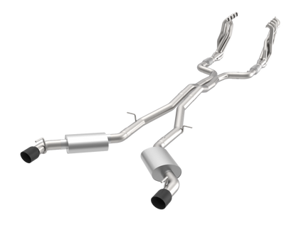 Stainless Header and Full Exhaust Kit. - 1-7/8" Headers & Catted Exhaust Kit w/Black Dual Tips. 2016-2024 Camaro SS.