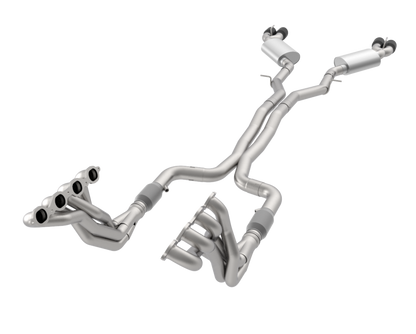 Stainless Header and Full Exhaust Kit. - 1-7/8" Headers & Catted Exhaust Kit w/Black Quad Tips. 2016-2024 Camaro SS.
