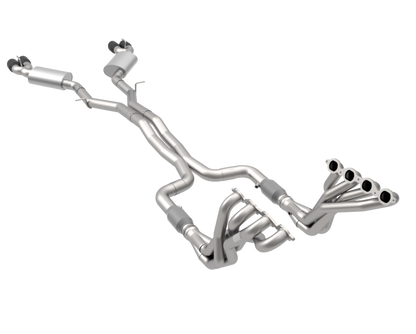 Stainless Header and Full Exhaust Kit. - 1-7/8" Headers & Catted Exhaust Kit w/Black Quad Tips. 2016-2024 Camaro SS.