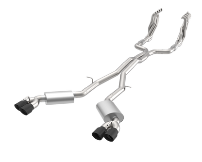 Stainless Header and Full Exhaust Kit. - 1-7/8" Headers & Catted Exhaust Kit w/Black Quad Tips. 2016-2024 Camaro SS.