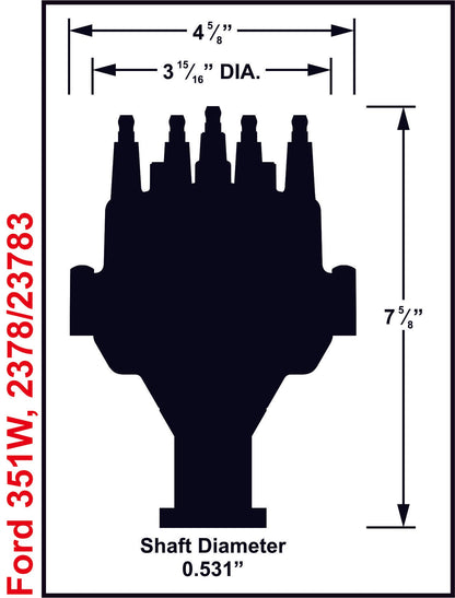 Dist., Dual Sync, Ford 351W - Ford 351W Dual Sync Distributør