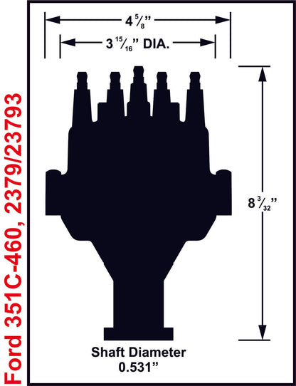 Dist., Black, Dual Sync, Ford 351C - 460 - MSD Black, Ford 351C - 460 Dual Sync Distributor