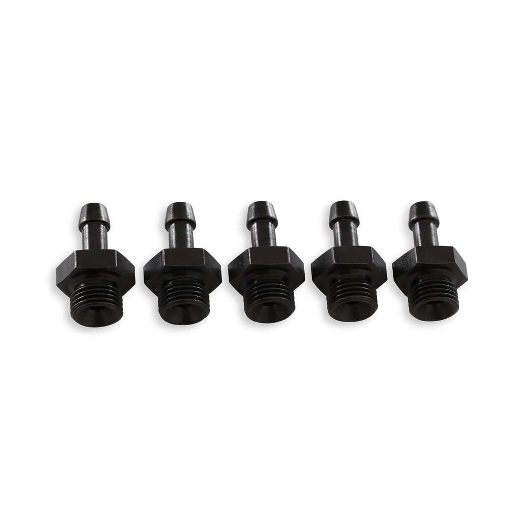 FUEL FITTING,-6 - 7MM BARB 5PK - AEM Adjustable Fuel Pressure Regulator Barb Fitting -6 (9/16"-18) to 7mm - 5 PK