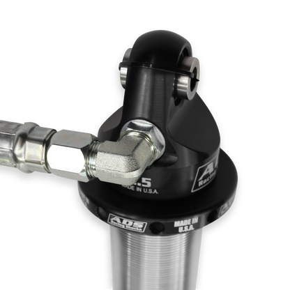 2.5"x8" ShortBdy CO RemRes 90Deg Hose 1" - ADS Race 2.5" Reservoir Coilover - 90 Degree - Extended Rod End