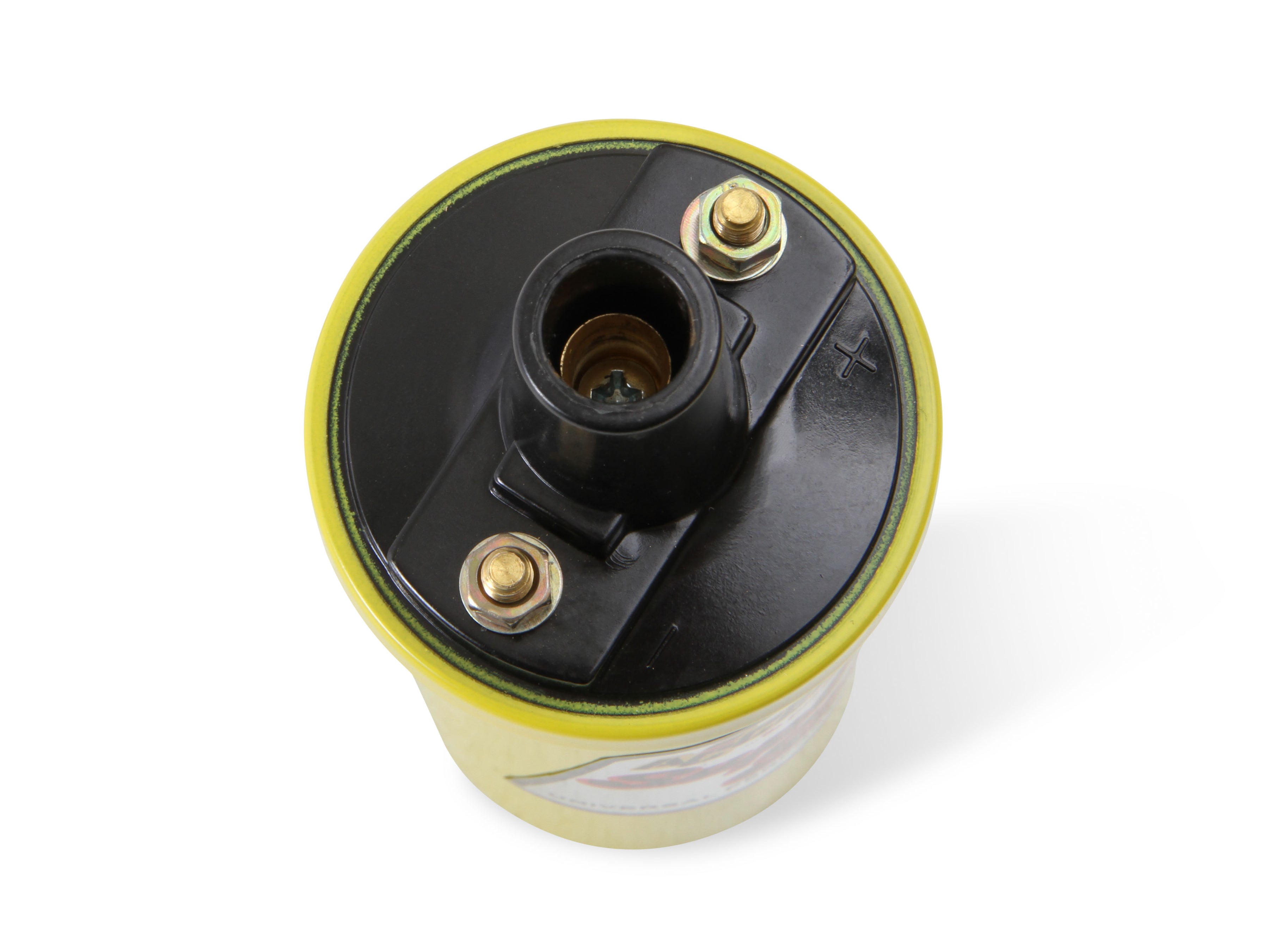 ACCEL Ignition Coil - Yellow - 42000v 1.4 ohm primary - Points - up to 6500 RPM - Photo - out of package Left