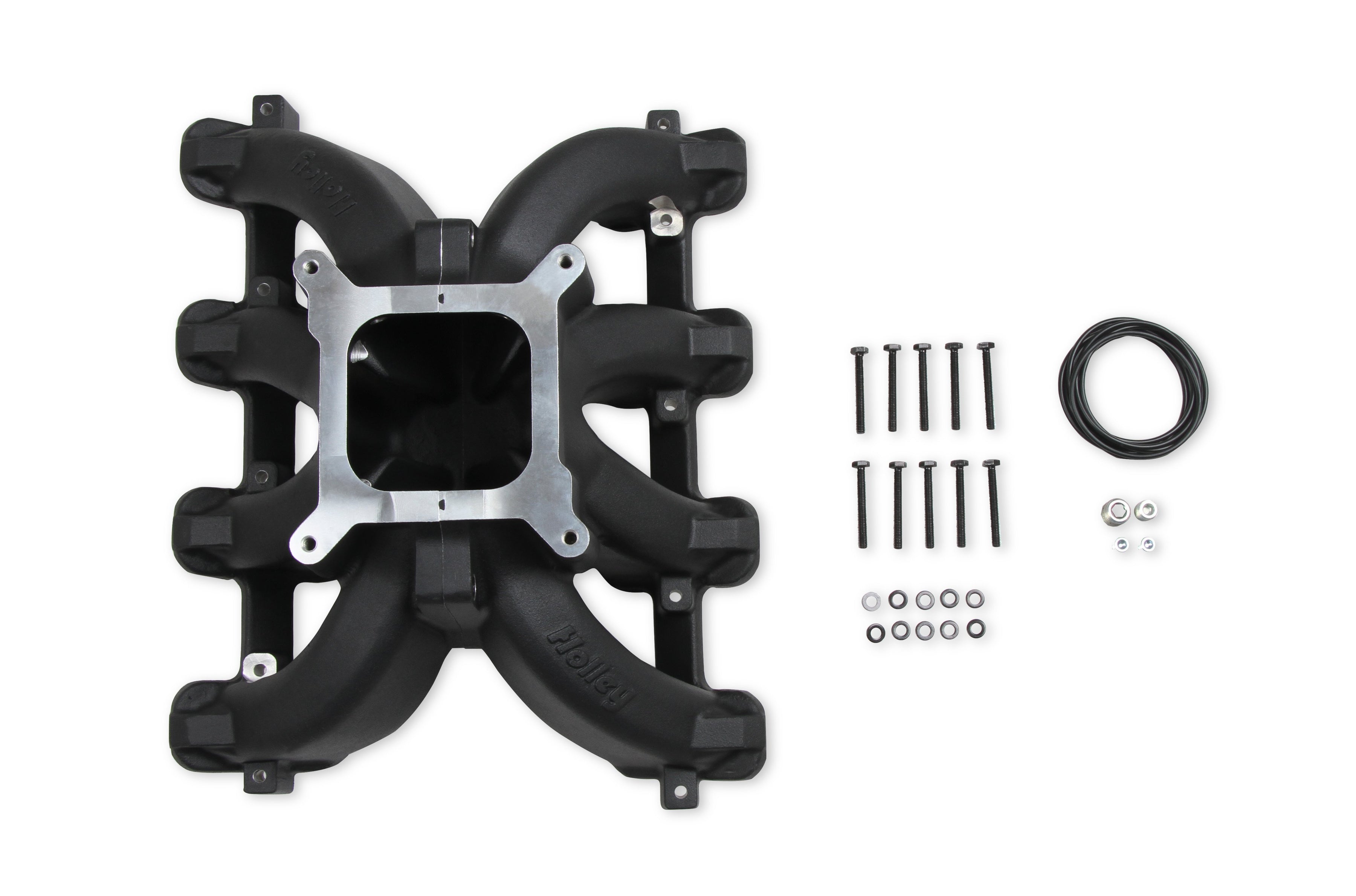 Holley Single Plane Split-Design Race Intake Manifold- GM LS1/LS2/LS6- Black - Photo - out of package Angle