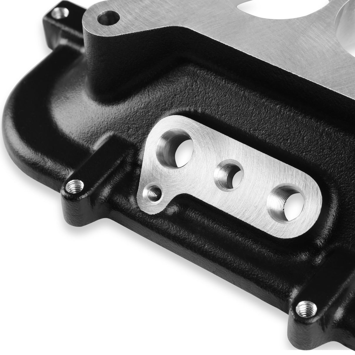 Holley Mid-Rise Plenum Base Adapter Kit - Black - Photo - out of package Bottom