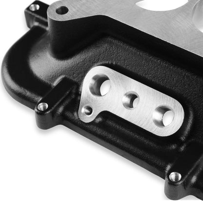 Holley Mid-Rise Plenum Base Adapter Kit - Black - Photo - out of package Bottom