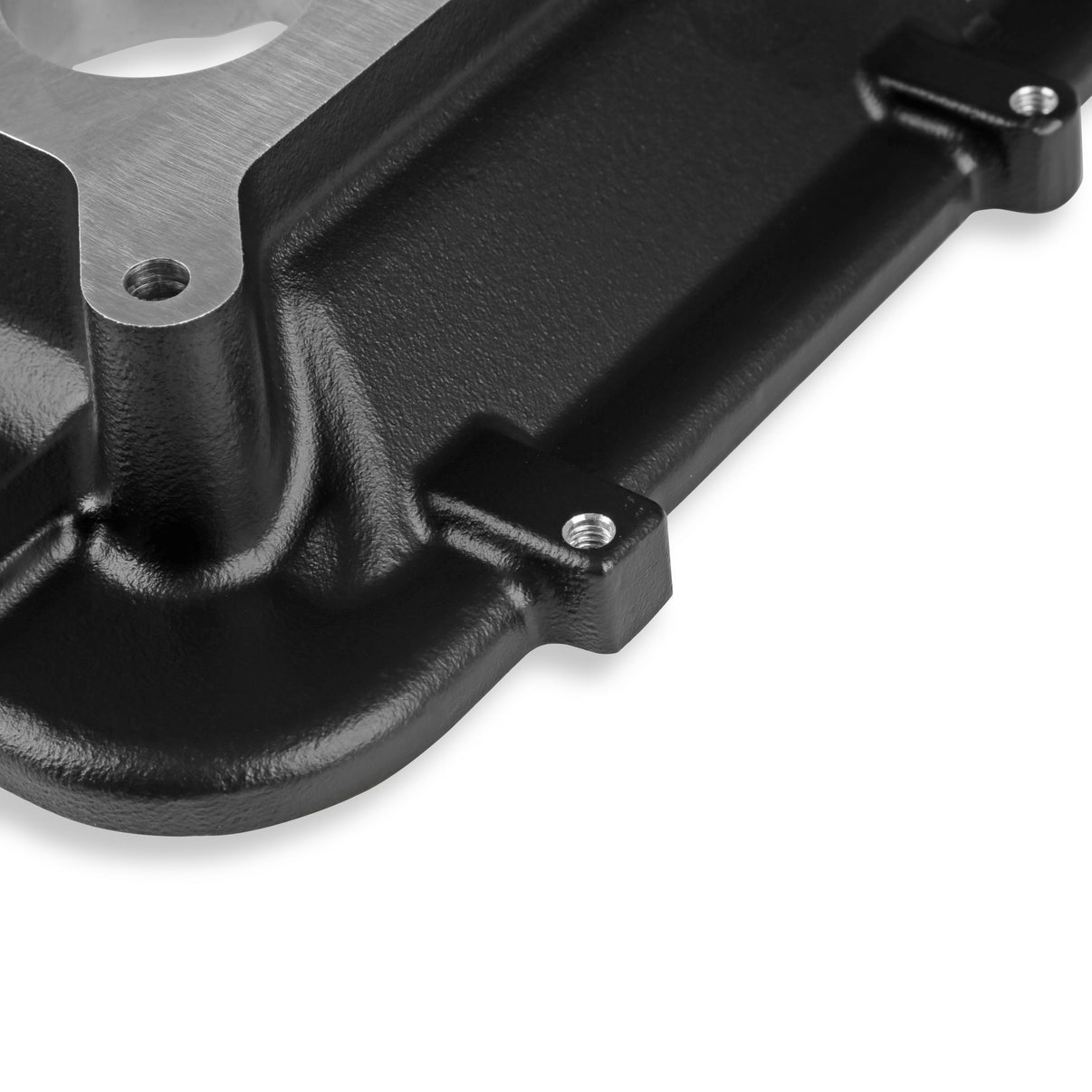 Holley Mid-Rise Plenum Base Adapter Kit - Black - Photo - out of package Side
