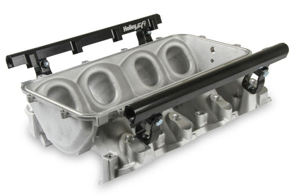BASE MANIFOLD  RAILS LS3 LO RAM SATIN - Holley Lo-Ram Manifold Base and Fuel Rails Single Fuel Injector GM LS3/L92