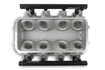 BASE MANIFOLD  RAILS LS3 LO RAM SATIN - Holley Lo-Ram Manifold Base and Fuel Rails Single Fuel Injector GM LS3/L92