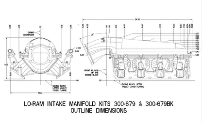 BASE MANIFOLD  RAILS LS3 LO RAM SATIN - Holley Lo-Ram Manifold Base and Fuel Rails Single Fuel Injector GM LS3/L92