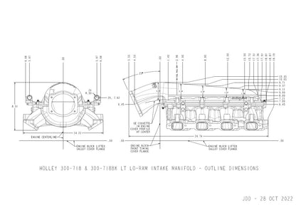 KIT INT MANIFOLD LT LORAM BLACK - Holley Lo-Ram Manifold Kit and Port Injection Fuel Rails - GM Gen V LT