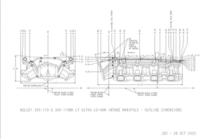 SÆT, INT. MANIFOLD, LT LO-RAM, SORT - Holley Ultra Lo-Ram Manifold-sæt og Portindsprøjtningsbrændstofskinner - GM Gen V LT