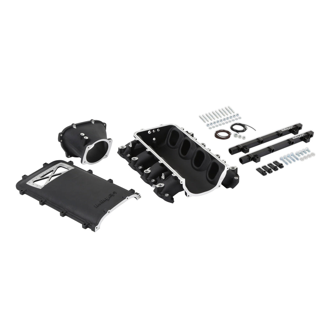 KIT INT MANIFOLD LT LORAM BLACK - Holley Ultra Lo-Ram Manifold Kit and Port Injection Fuel Rails - GM Gen V LT