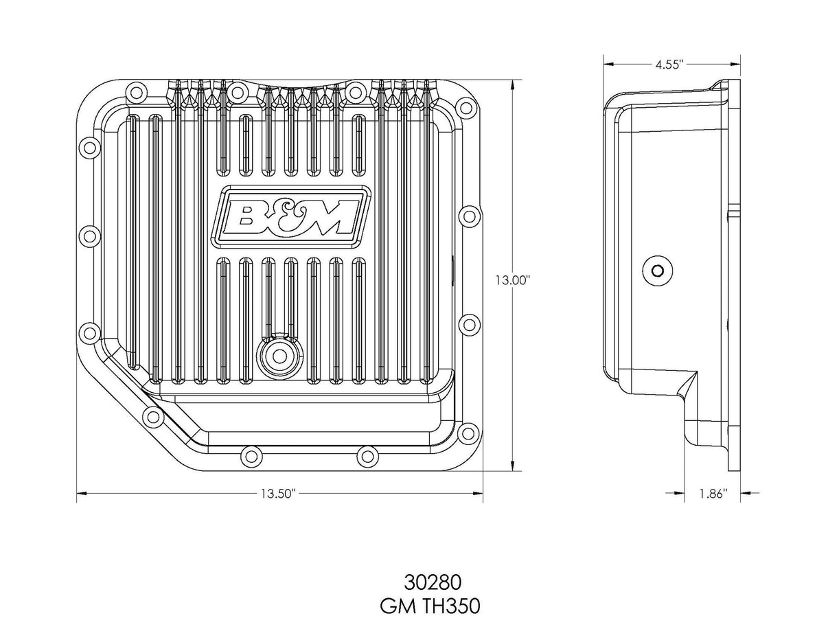 B&M Hi-Tek Deep Transmission Pan -  Aluminum - Photo - out of package Back