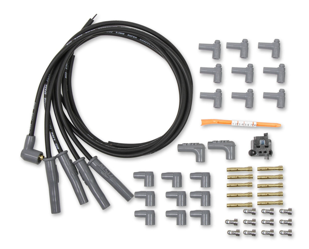 Wire Set, Black 4Cyl M/A Plug, Sockt/HEI - Universal 4 cylinder 8.5mm Super Conductor Wire Set
