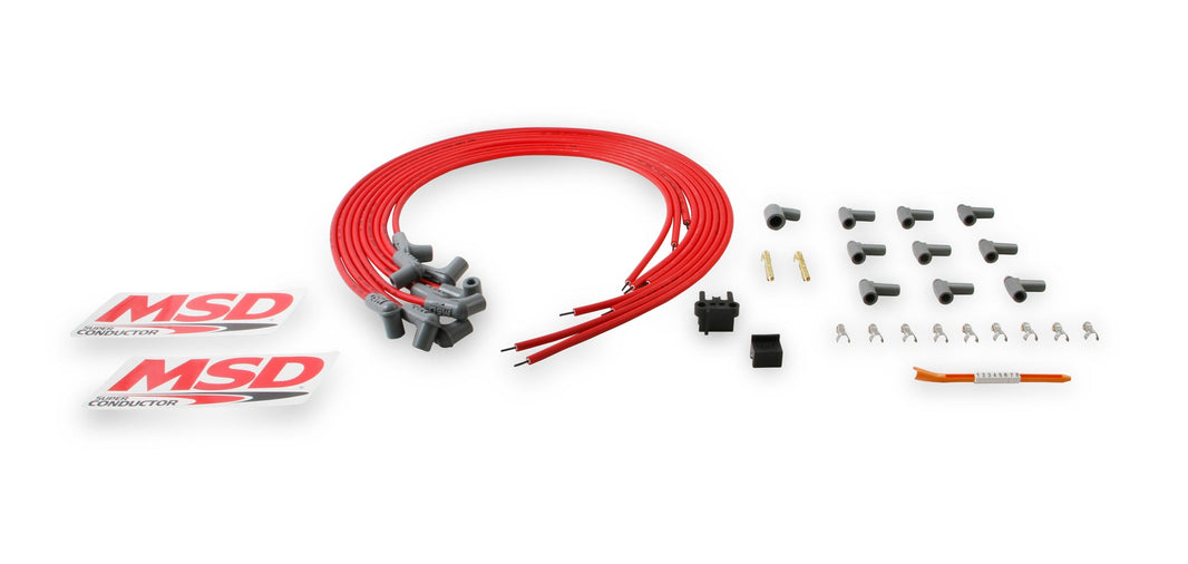 Wire Set,SC,Red,8Cyl,90/90 Boots, Univ - Super Conductor 8.5mm Spark Plug Wire Set, 8 Cylinder 90° Plug/90° Cap