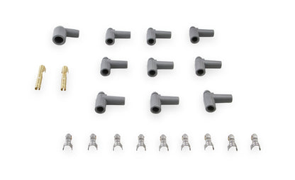 Jeu de câbles d'allumage, SC, rouges, 8 cylindres, cosses 90°, Univ - Super Conductor 8,5 mm, pour bougies d'allumage 8 cylindres, électrodes 90° (bougie/capuchon).