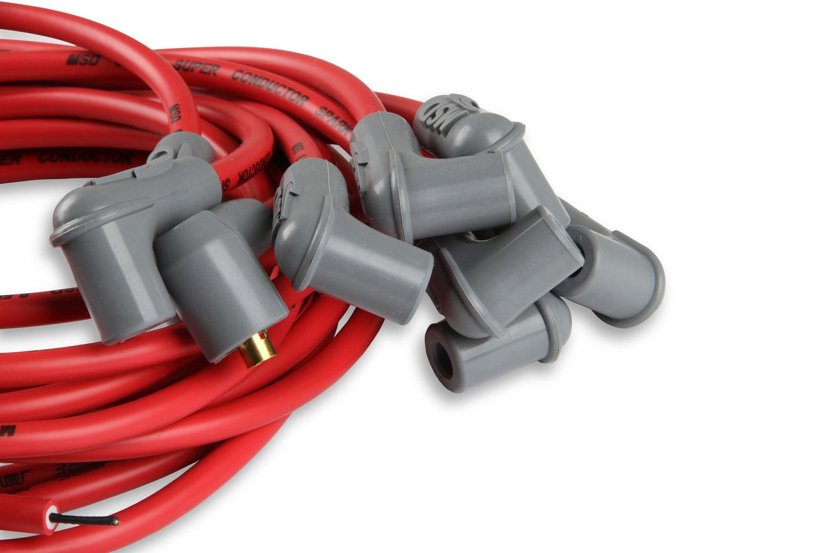 Super Conductor Spark Plug Wire Set 8 Cyl 90° Plug, Socket/HEI Cap - Photo - out of package Left