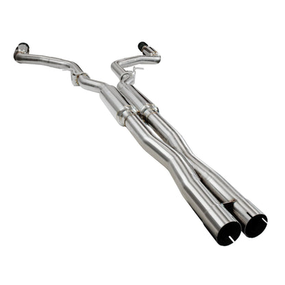 2-3/4" (OEM) x 3" Cat-Back udstødning - 3" SS Cat-Back med sorte dyser. 2015-2018 Lader 6,4L. Tilsluttes OEM.