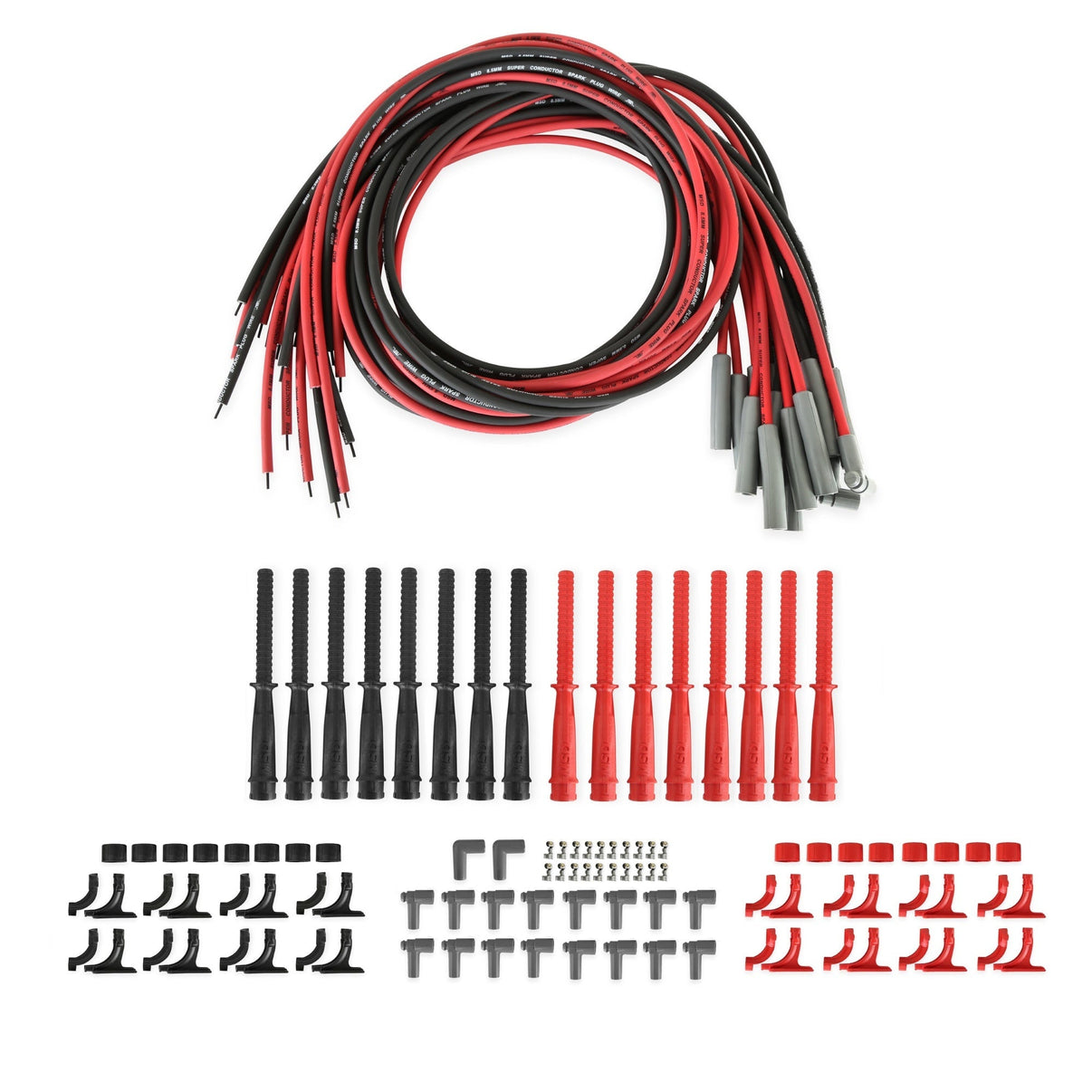 Dual Plug Hemi Wire Set, Red and Black Super Conductor 8.5mm - Photo - Primary Front