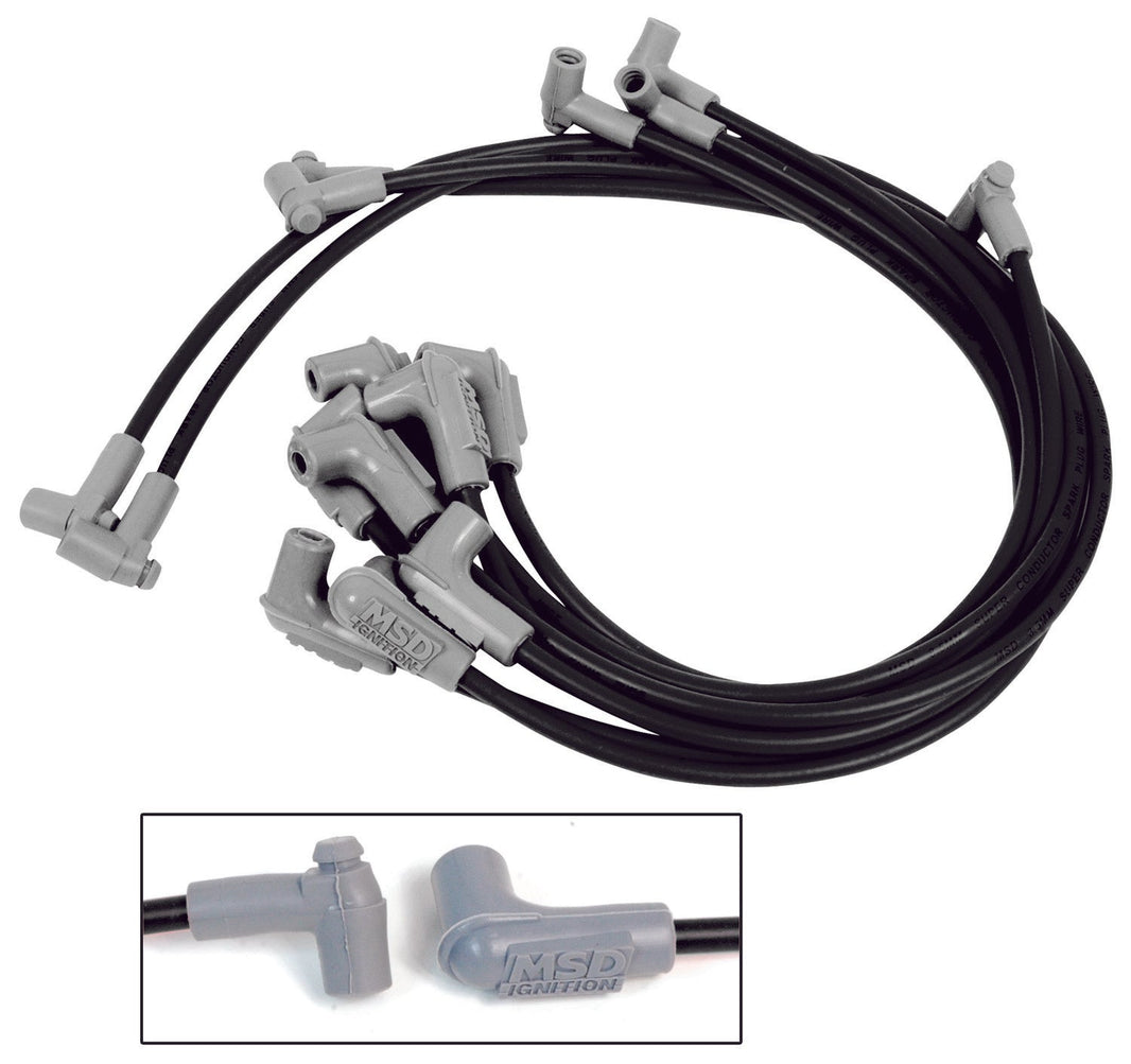 Jeu de câbles noirs pour allumage électronique Corvette HEI - Câbles d'allumage haute tension (HEI) noirs pour Corvette, moteurs 305 et 350.