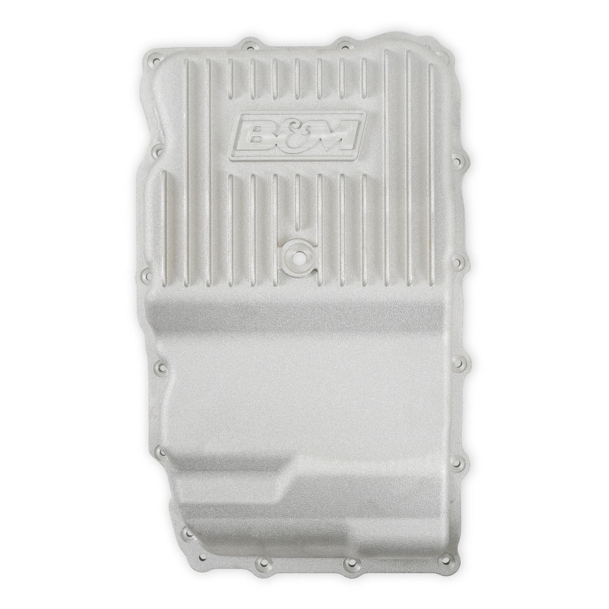 B&M Hi-Tek Heavy-Duty Deep Transmission Pan -  GM 10L80 - Aluminum - Natural - Photo - Close Up Right