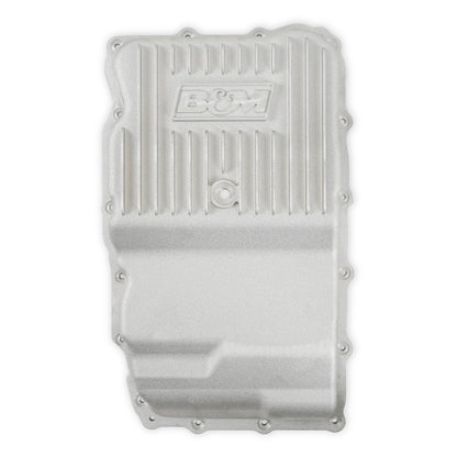B&M Hi-Tek Heavy-Duty Deep Transmission Pan -  GM 10L80 - Aluminum - Natural - Photo - Close Up Right