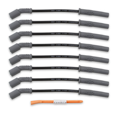 Faisceau de câbles d'allumage MSD Super Conductor pour camions et SUV GM (1999-2013), noir, compatible avec les modèles GM 4.8/5.3/6.0L (1999-2005).