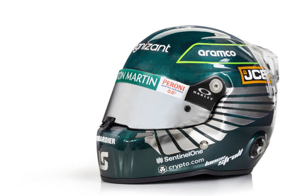 MINI STROLL 2023 SEASON HELMET - ST5 Mini Helmet- Lance Stroll / Aston Martin 2023 Regular Season Livery