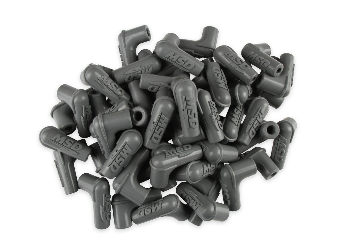 Boots, 90 Degree Logo Spark Plug, Gray Silicone 50EA - Photo - Primary Front