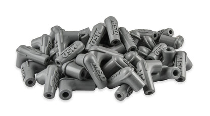 Boots, 90 Degree Logo Spark Plug, Gray Silicone 50EA - Photo - out of package Left