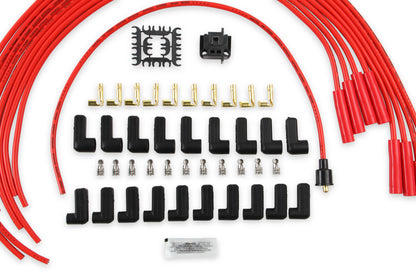 Jeu de câbles d'allumage - 8 mm - Universel - Câble rouge avec capuchons droits rouges